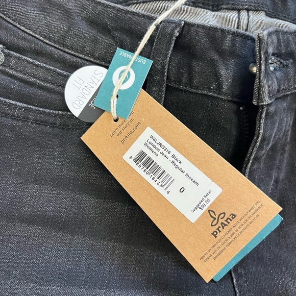 Prana Black London Jeans Size 0 / 25 regular Fit Inseam 31” New with Tags - Picture 8 of 10